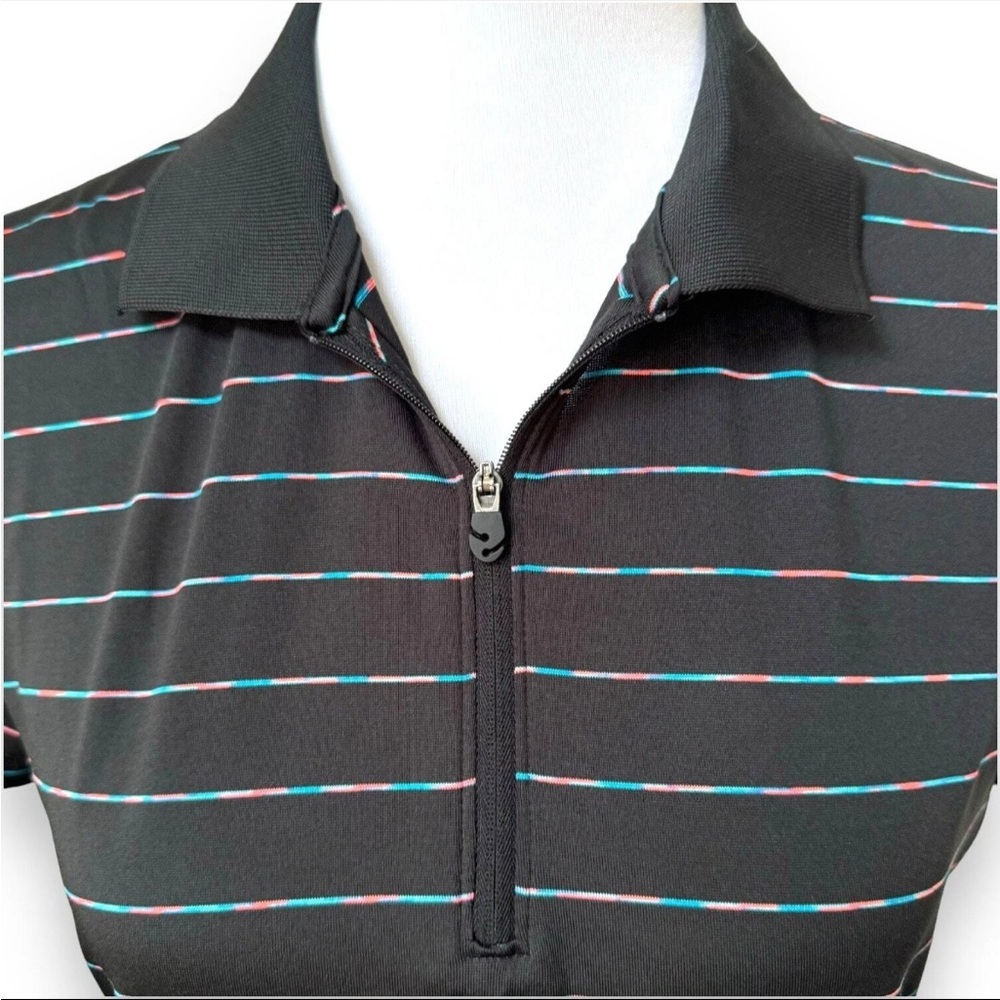 Slazenger Golf Coral Teal Black Short Sleeve Polo Medium - Picture 2 of 4